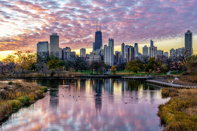 Chicago Skyline at Sunrise